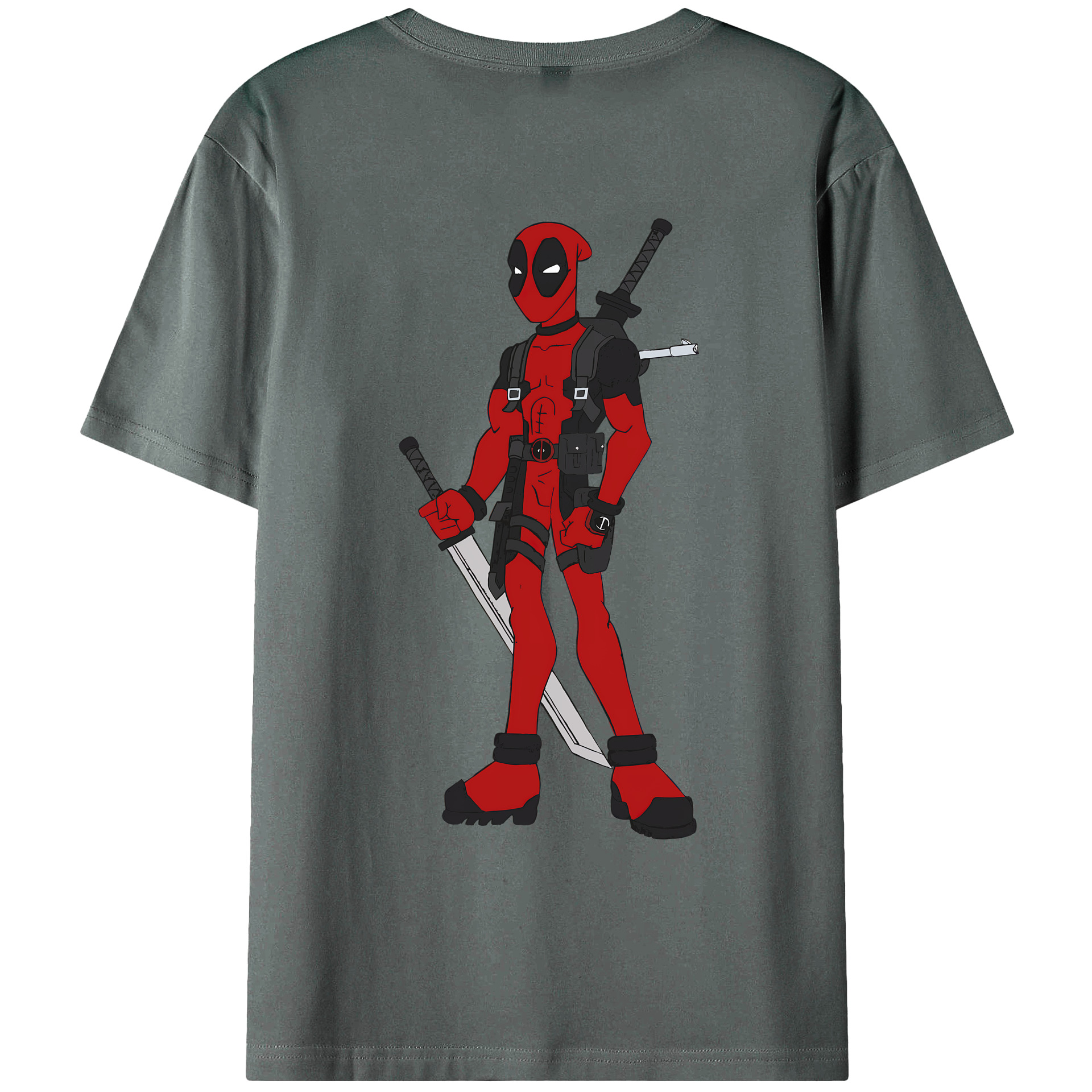 （画像用） Deadpool デッドプール 綿100％ メンズ半袖Tシャツ（バックプリント） 通気性